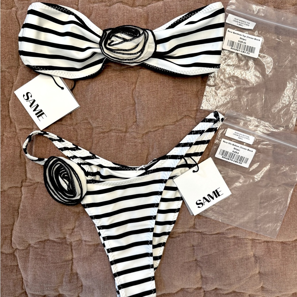 SAME Los Angeles Swimsuit - Black and Cream Rose Bikini - BRAND NEW NEVER WORN